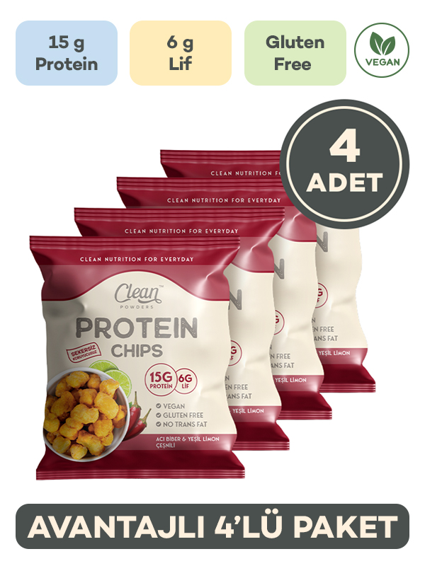 Clean Powders Protein Chips 50 Gr Acı Biber Yeşil Limon 4 Adet