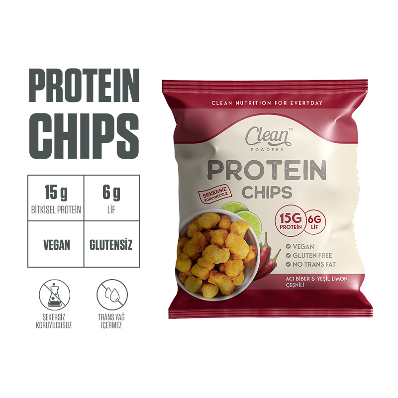 Clean Powders Protein Chips 50 Gr Acı Biber Yeşil Limon 4 Adet