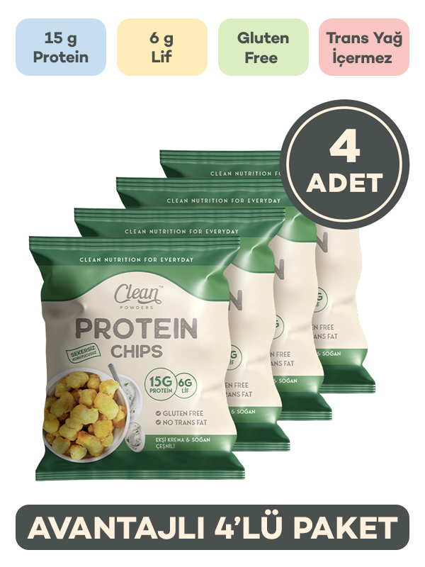 Clean Powders Protein Chips 50 Gr Ekşi Krema Soğan 4 Adet