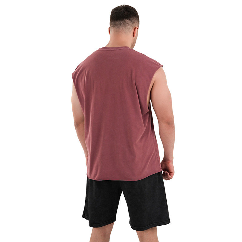 Kingsize Darksteel Antik Yıkamalı Kolsuz T-Shirt Bordo
