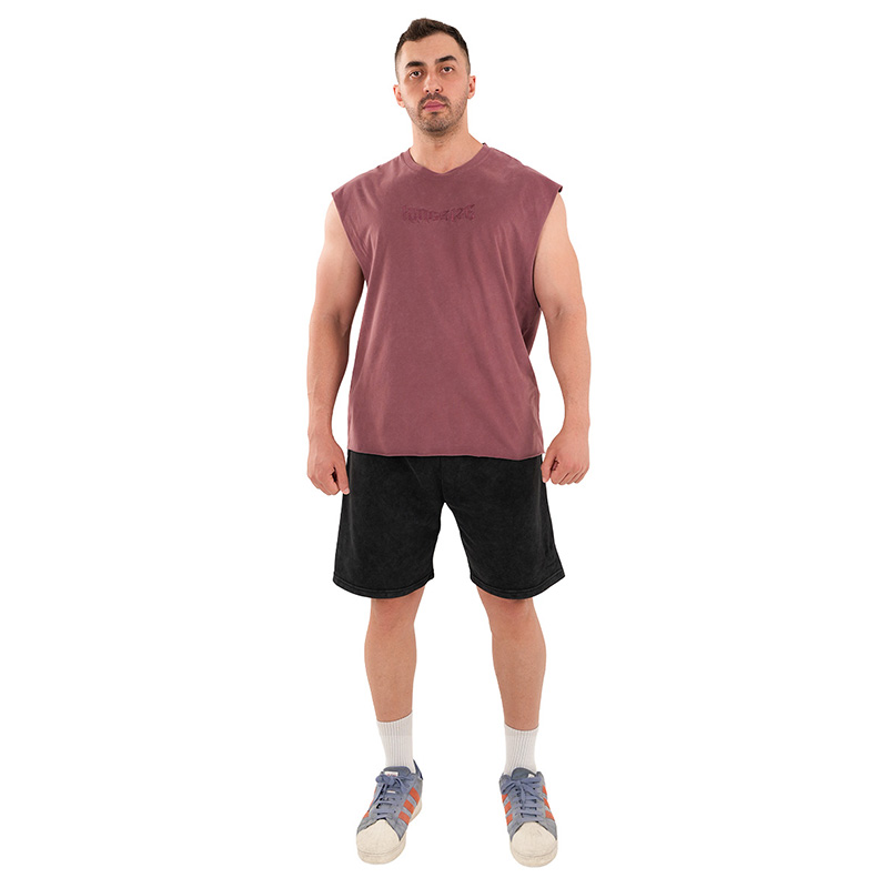 Kingsize Darksteel Antik Yıkamalı Kolsuz T-Shirt Bordo