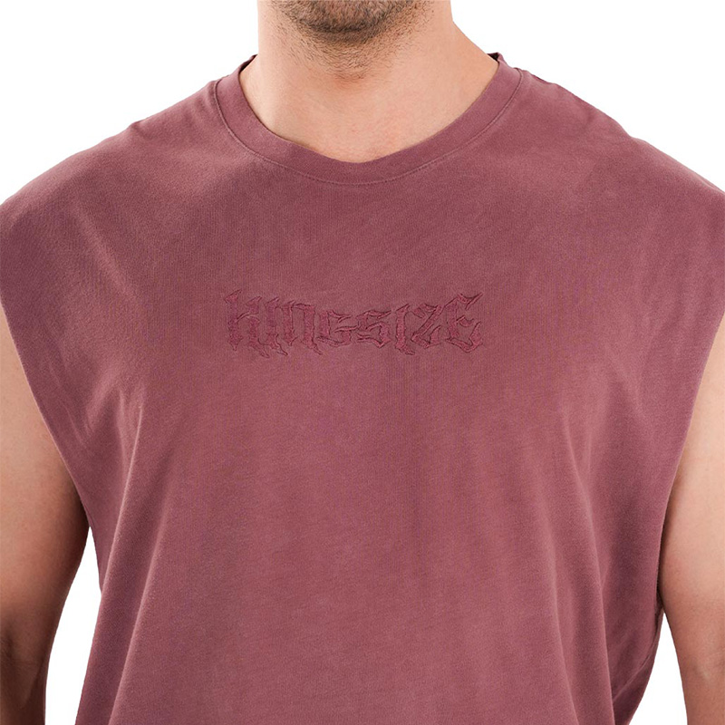 Kingsize Darksteel Antik Yıkamalı Kolsuz T-Shirt Bordo