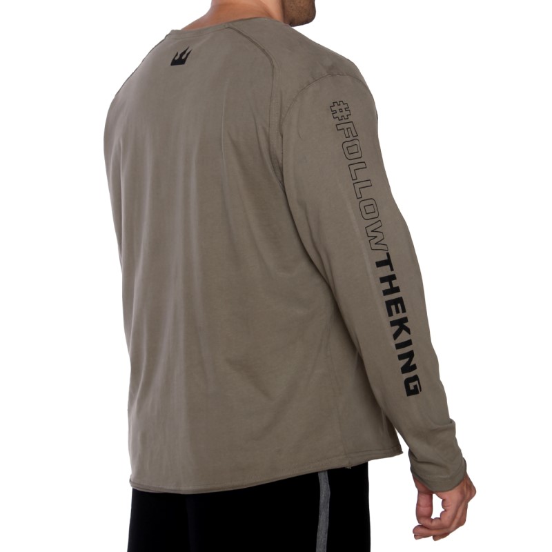 Kingsize Follow The King Uzun Kollu T-Shirt Haki