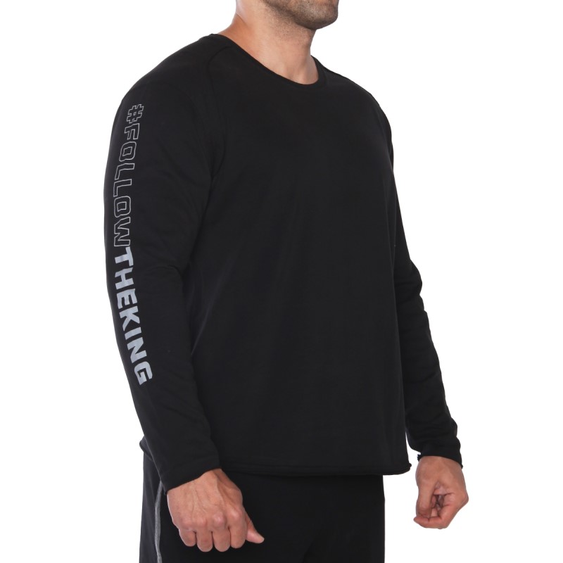 Kingsize Follow The King Uzun Kollu T-Shirt Siyah