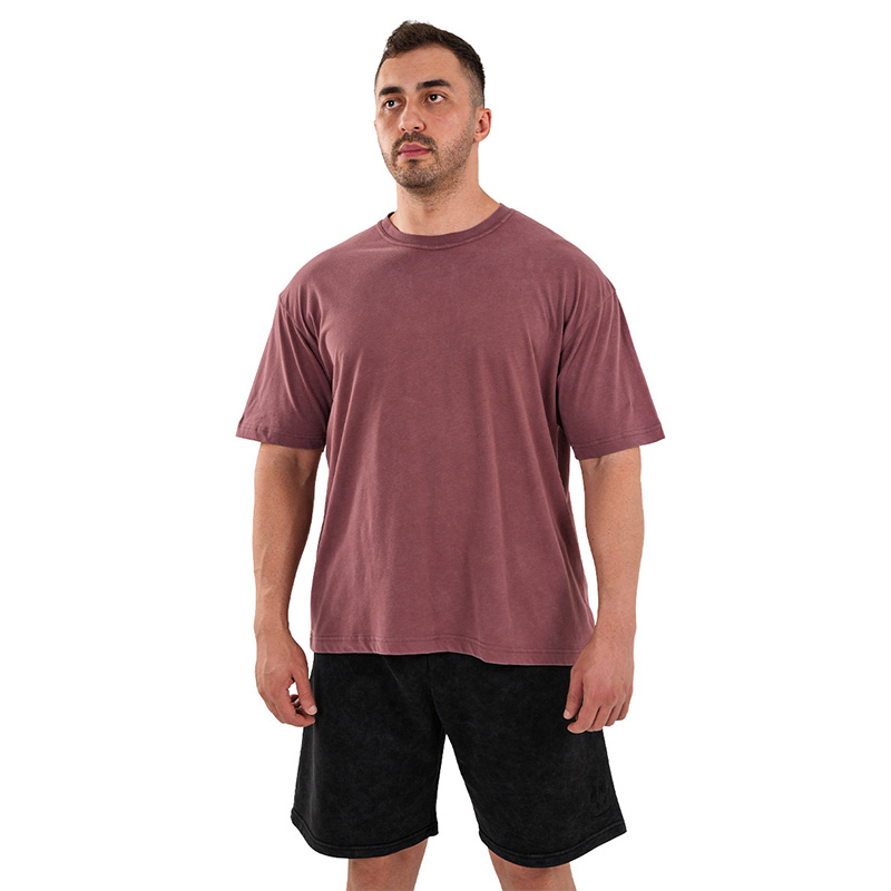 Kingsize Hard Work Antik Yıkamalı Oversize T-Shirt Bordo