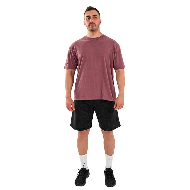 Kingsize Hard Work Antik Yıkamalı Oversize T-Shirt Bordo