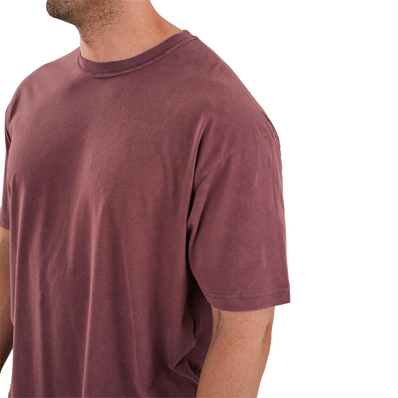 Kingsize Hard Work Antik Yıkamalı Oversize T-Shirt Bordo