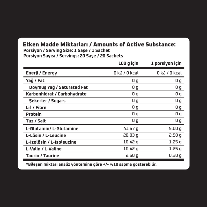 Kingsize Nutrition BCAA + Glutamine Powder 12 Gr 20 Saşe