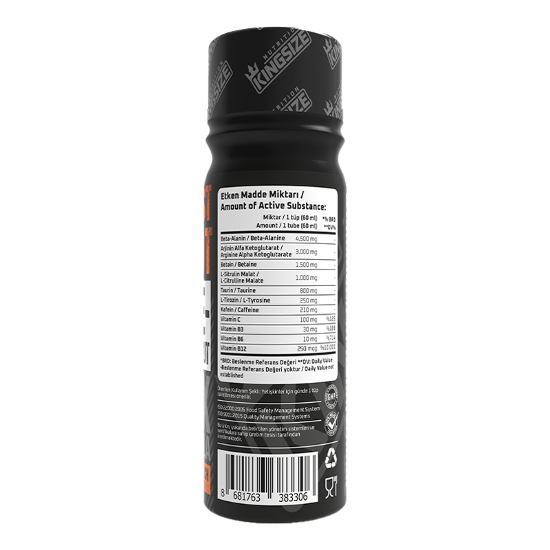 Kingsize Nutrition Beast Shot Pre-Workout 60 mL 1 Adet