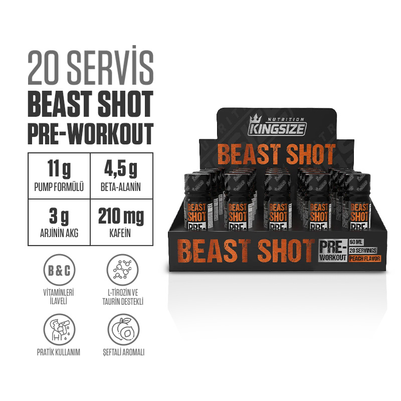 Kingsize Nutrition Beast Shot Pre-Workout 60 mL 20 Adet