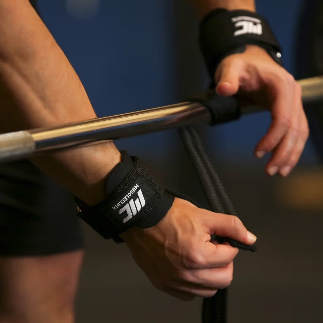 MuscleCloth Big Grip Pro Lifting Straps + Pro Wrist Wraps Seti Siyah