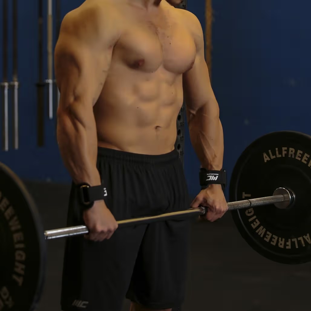 MuscleCloth Big Grip Pro Lifting Straps + Pro Wrist Wraps Seti Siyah