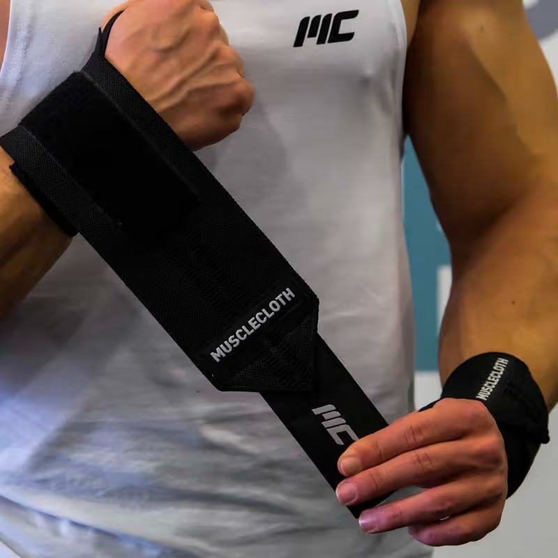 MuscleCloth Big Grip Pro Lifting Straps + Pro Wrist Wraps Seti Siyah