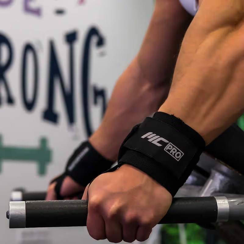 MuscleCloth Big Grip Pro Lifting Straps + Pro Wrist Wraps Seti Siyah