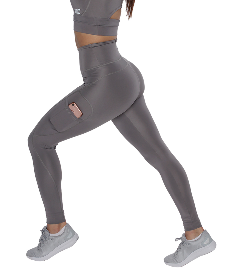 MuscleCloth Elise Cepli Spor Tayt + Elise Sporcu Sütyeni Gri