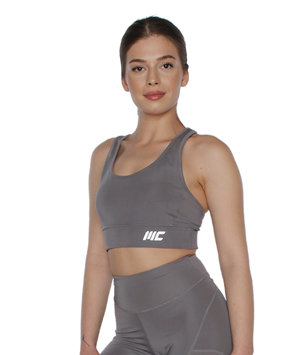 MuscleCloth Elise Cepli Spor Tayt + Elise Sporcu Sütyeni Gri