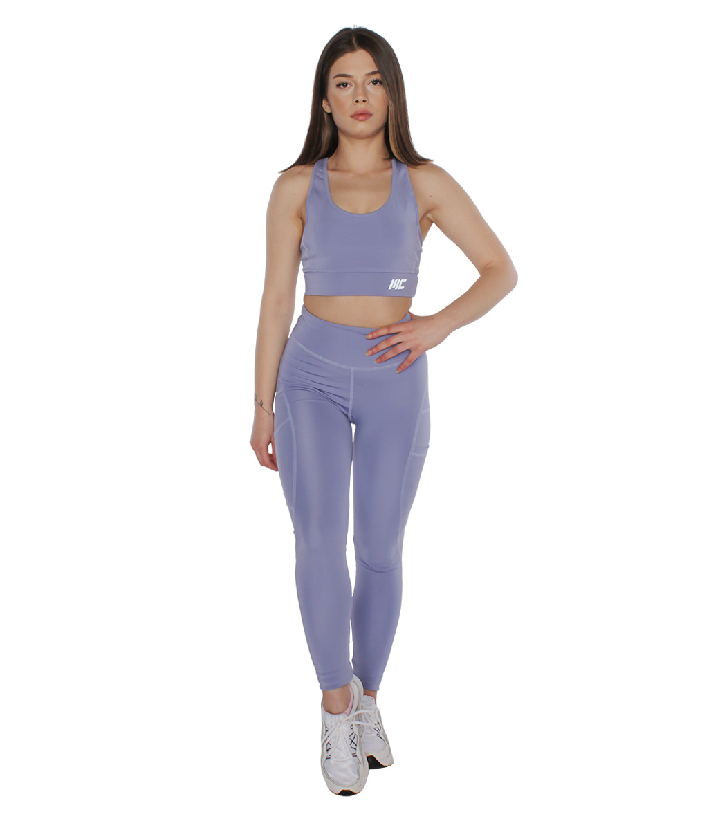 MuscleCloth Elise Cepli Spor Tayt + Elise Sporcu Sütyeni Lila