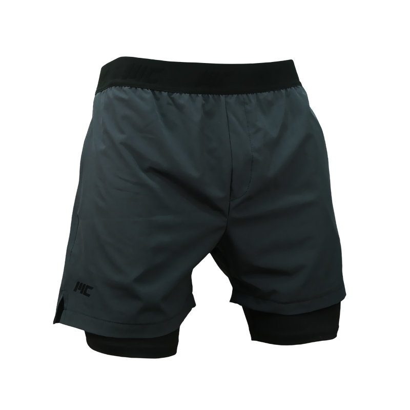MuscleCloth Performance 2 In 1 Erkek Taytlı Şort Gri Siyah