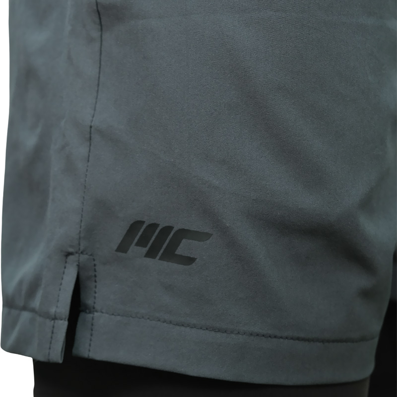 MuscleCloth Performance 2 In 1 Erkek Taytlı Şort Gri Siyah