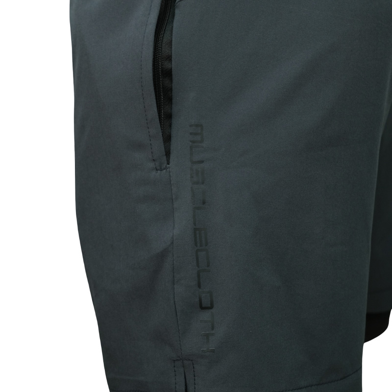 MuscleCloth Performance 2 In 1 Erkek Taytlı Şort Gri Siyah