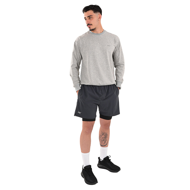 MuscleCloth Performance 2 In 1 Erkek Taytlı Şort Gri Siyah