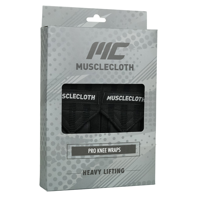 MuscleCloth Pro Knee Wraps Diz Bandajı 2'Li Paket - Cırt Bantlı Siyah