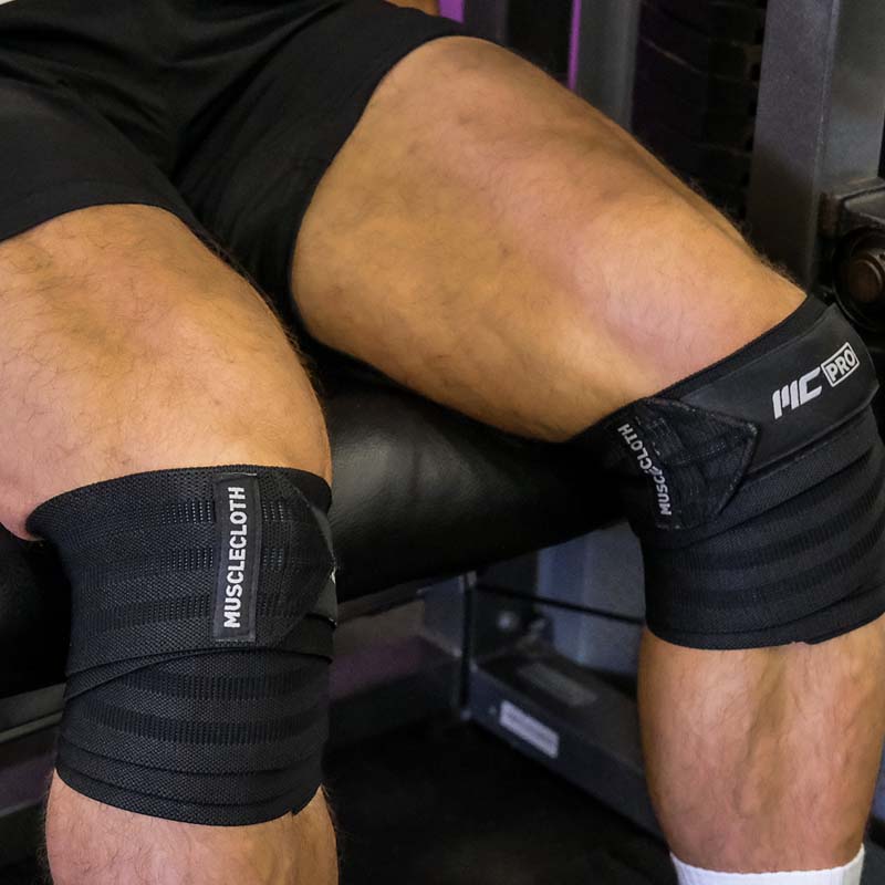 MuscleCloth Pro Knee Wraps Diz Bandajı 2'Li Paket - Cırt Bantlı Siyah