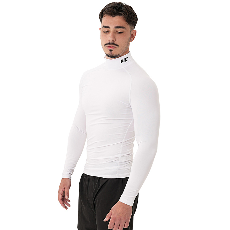 MuscleCloth Tech Mock Ekstra Dar Kalıp Uzun Kollu T-Shirt Beyaz