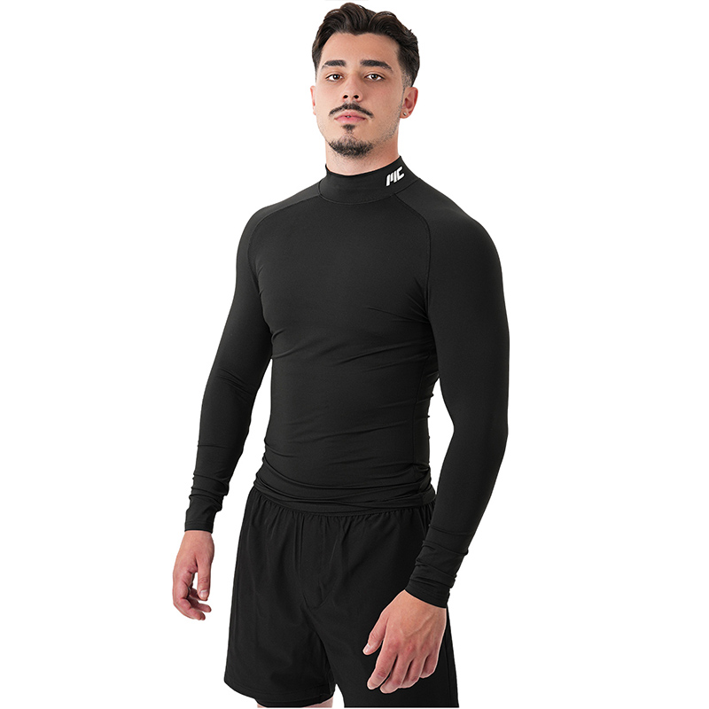MuscleCloth Tech Mock Ekstra Dar Kalıp Uzun Kollu T-Shirt Siyah