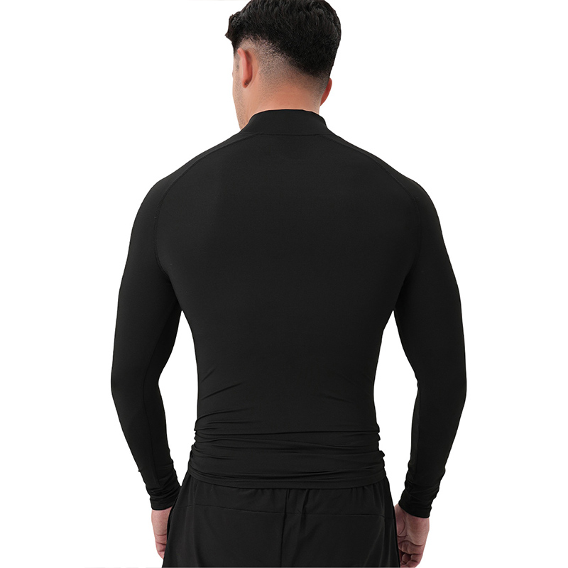 MuscleCloth Tech Mock Ekstra Dar Kalıp Uzun Kollu T-Shirt Siyah
