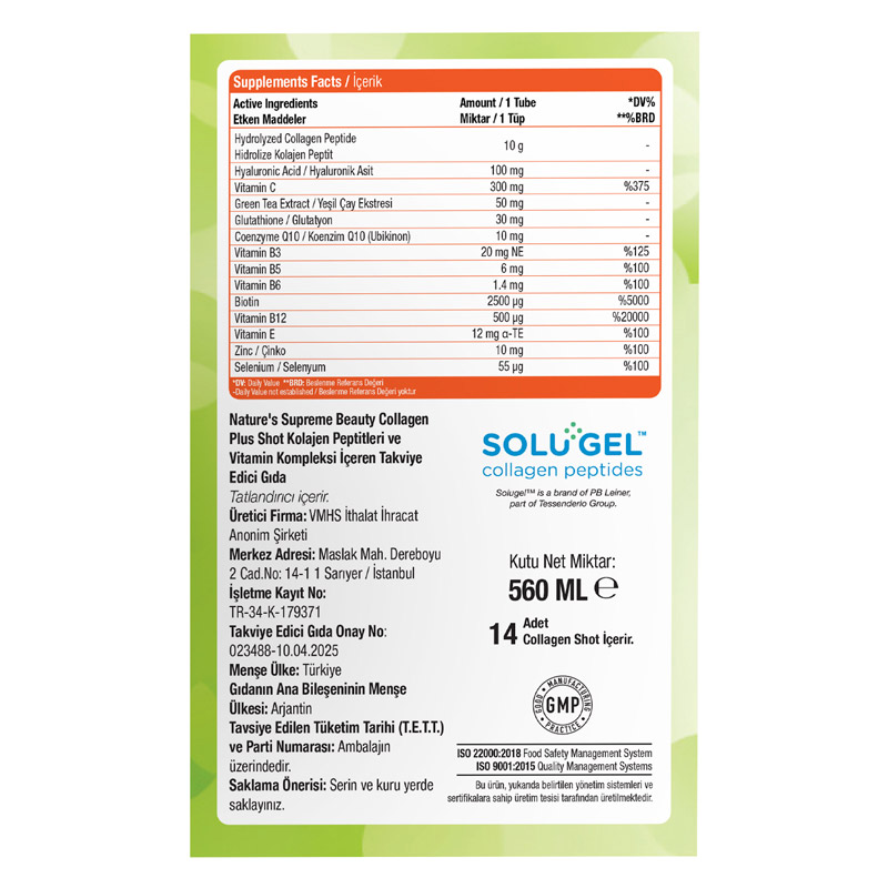 Nature's Supreme Beauty Collagen Plus 30 Shot (Tüp) x 40 mL