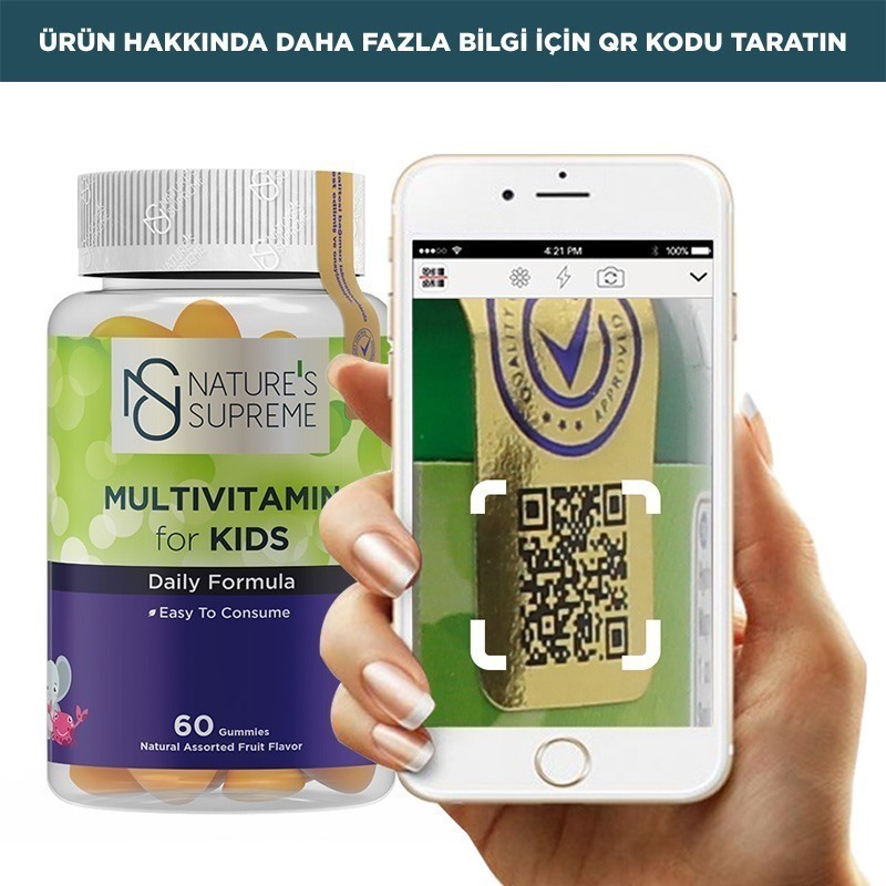 Nature's Supreme Gummies Multivitamin for Kids 60 Çiğnenebilir Form