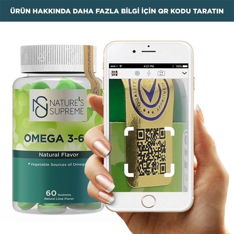 Nature's Supreme Gummies Vegan Omega 3-6-9 60 Çiğnenebilir Form