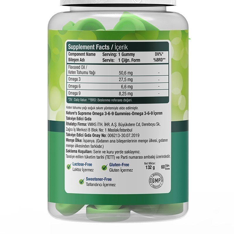 Nature's Supreme Gummies Vegan Omega 3-6-9 60 Çiğnenebilir Form