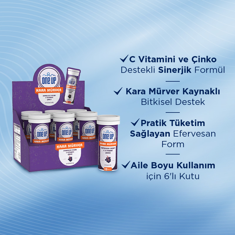 One Up Kara Mürver + C Vitamini + Çinko 10 Efervesan Tablet 6'lı Kutu