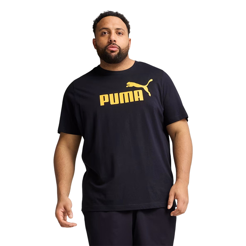 Puma Essentials No. 1 Logo Kısa Kollu T-Shirt Koyu Lacivert Sarı