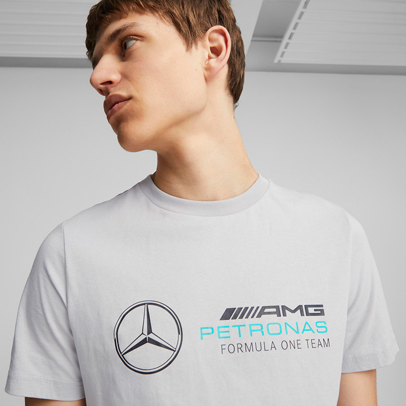Puma Mercedes AMG Petronas Ess Logo Kısa Kollu T-Shirt Gri