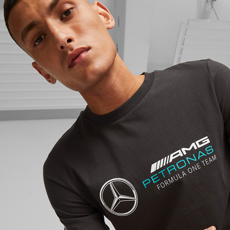 Puma Mercedes AMG Petronas Ess Logo Kısa Kollu T-Shirt Siyah