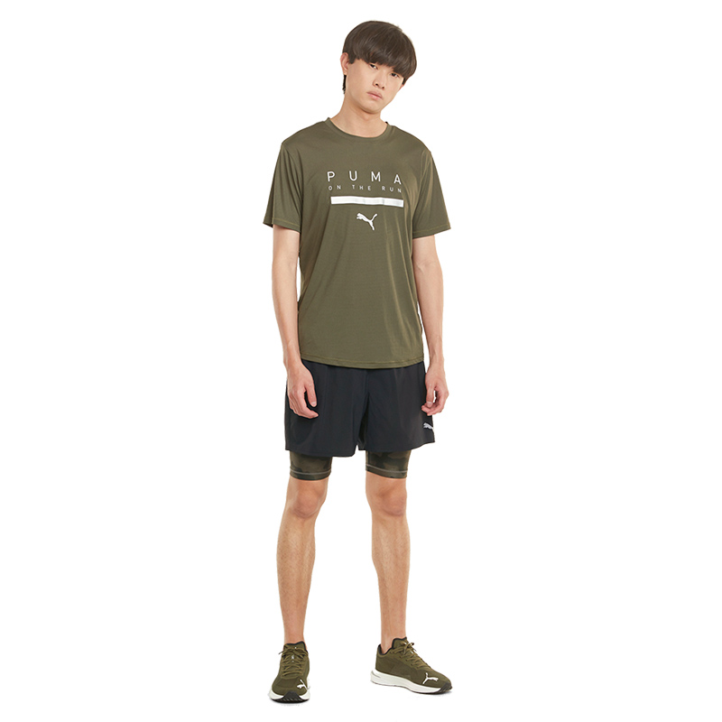 Puma Run 2 in 1 Short Şort Siyah Yeşil