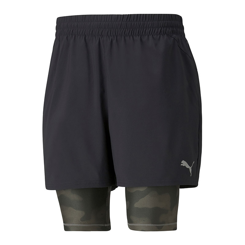 Puma Run 2 in 1 Short Şort Siyah Yeşil
