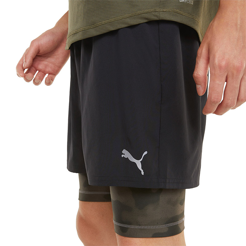 Puma Run 2 in 1 Short Şort Siyah Yeşil