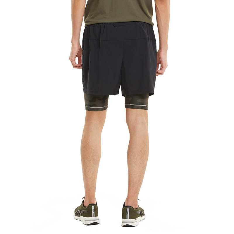 Puma Run 2 in 1 Short Şort Siyah Yeşil