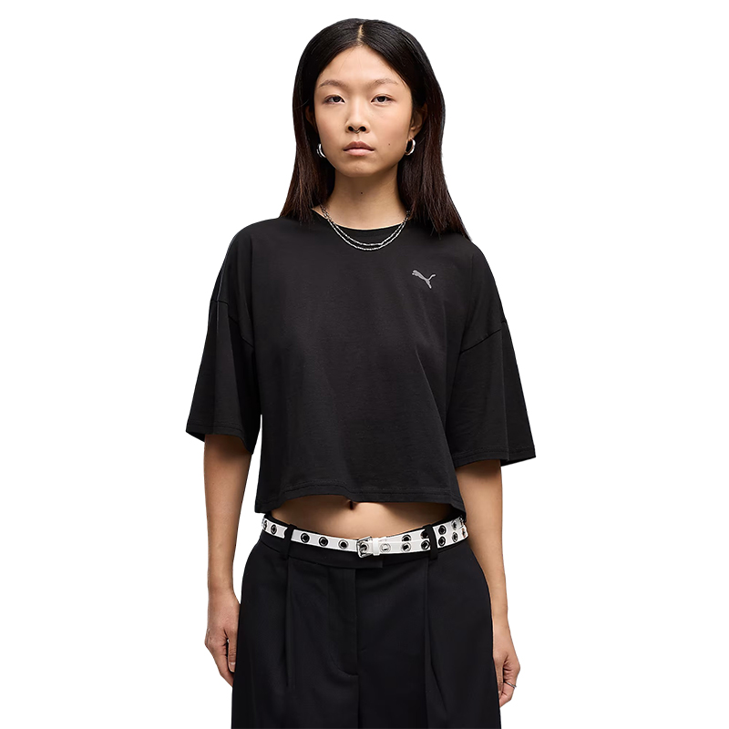 Puma Wardrobe Ess Oversized Kadın Kısa Kollu T-Shirt Siyah