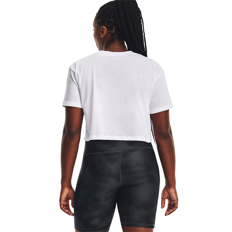 Under Armour Branded Logo Kadın Crop Kısa Kollu T-Shirt Beyaz