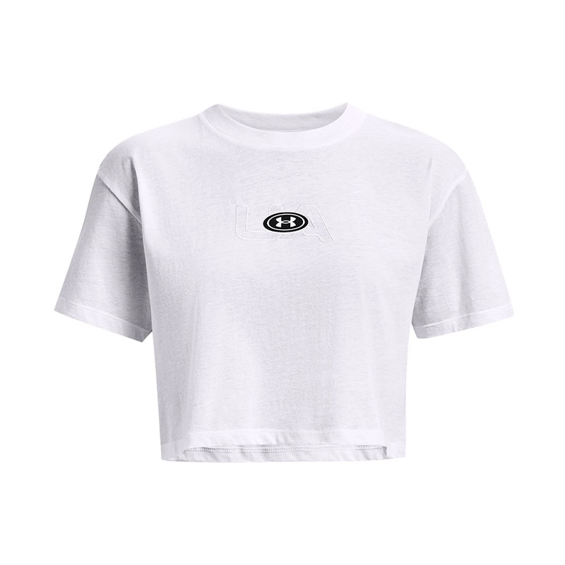 Under Armour Branded Logo Kadın Crop Kısa Kollu T-Shirt Beyaz