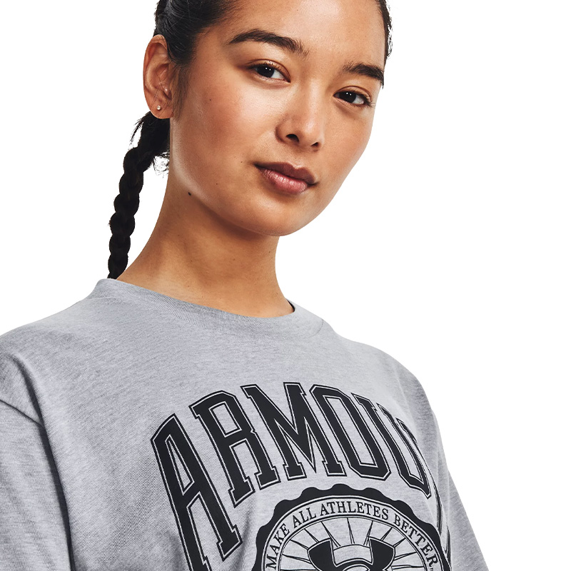 Under Armour Collegiate Kadın Kısa Kollu Crop T-Shirt Koyu Gri