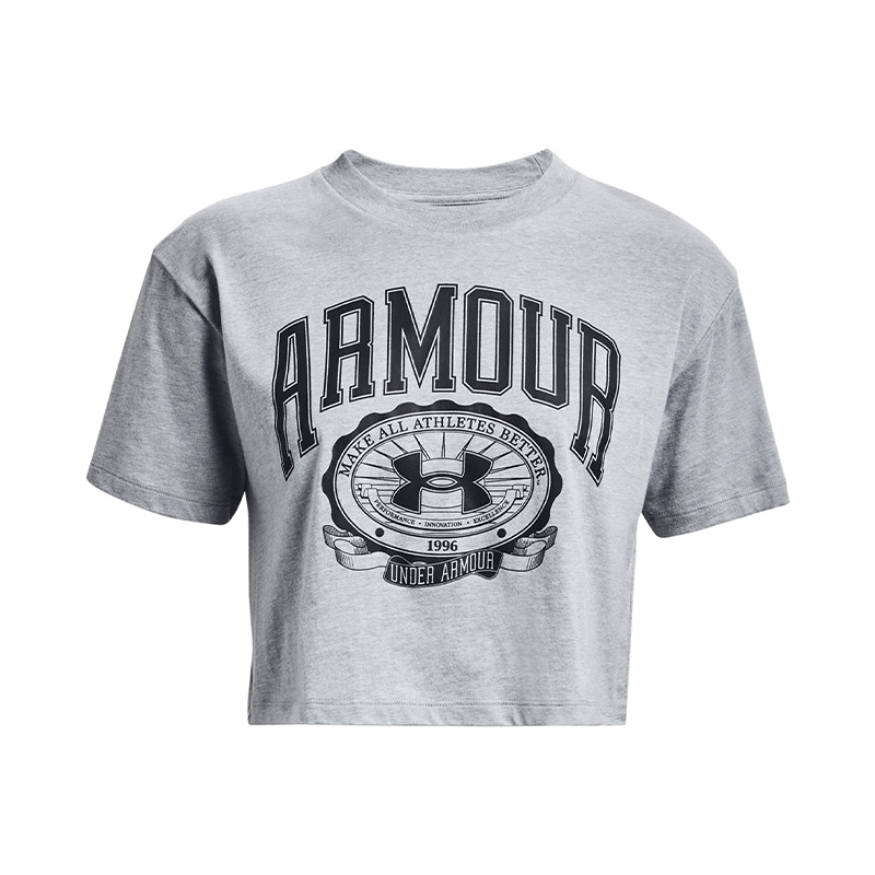 Under Armour Collegiate Kadın Kısa Kollu Crop T-Shirt Koyu Gri