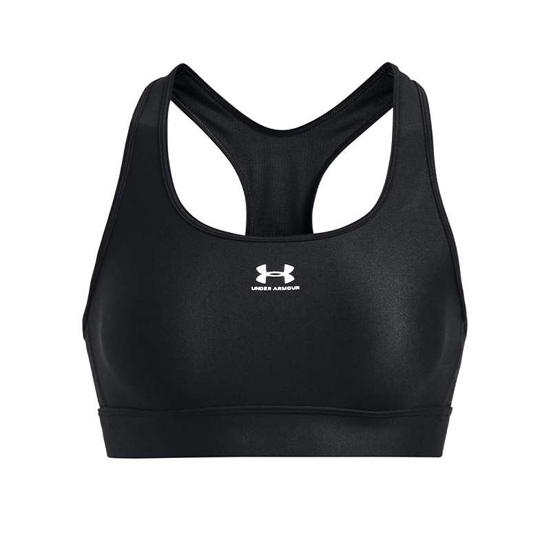 Under Armour HeatGear Armour Mid Padless Sporcu Sütyeni Siyah Beyaz