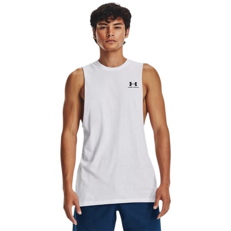 Under Armour Left Chest Cut Off Tank Atlet Beyaz