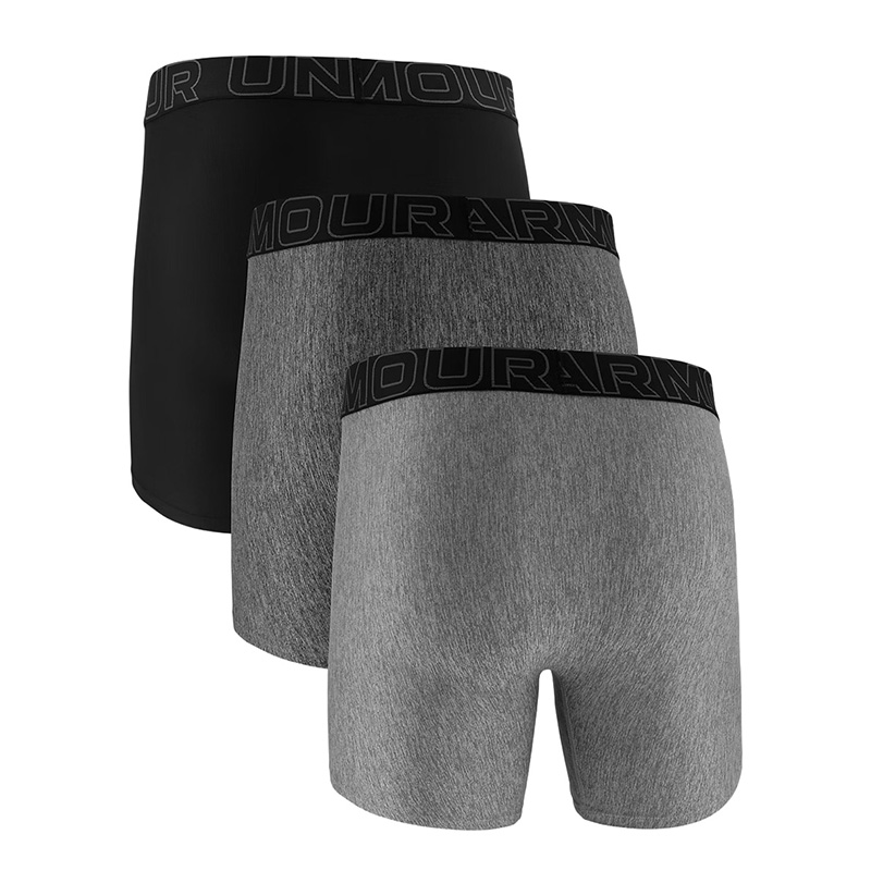 Under Armour Performance Tech 6" Boxerjock 3'lü Paket Gri Melanj Siyah Gri